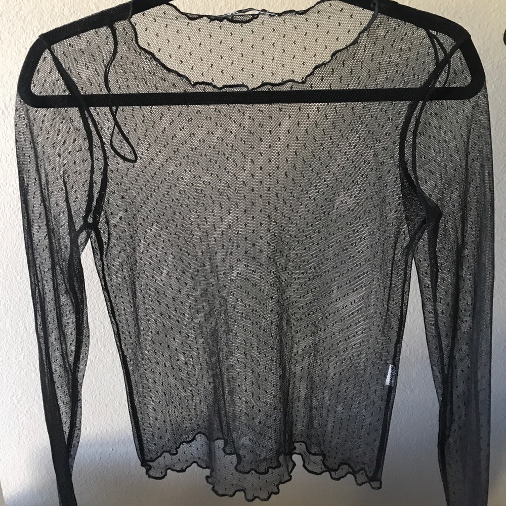 Zara sheer black polka dot top NWOT